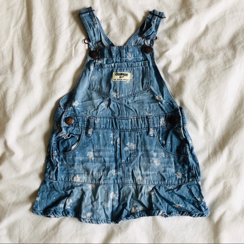 Carter’s Denim Overall Dress with Floral Detail 3T